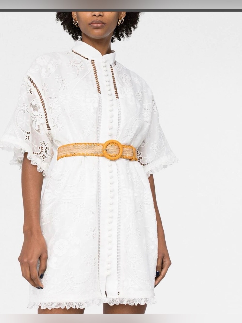 Zimmermann White Floral Eyelet Mini Dress